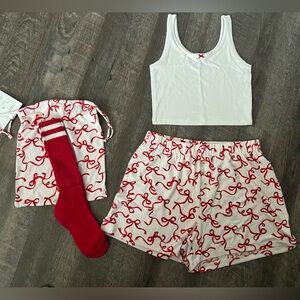 RARE SOLD OUT American Eagle Outfitters White and Red Sleepwear Set